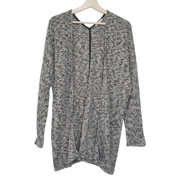 American Eagle Outfitters | Open Front Contrast Trim Soft Marled Cardigan - Picture 1 of 8